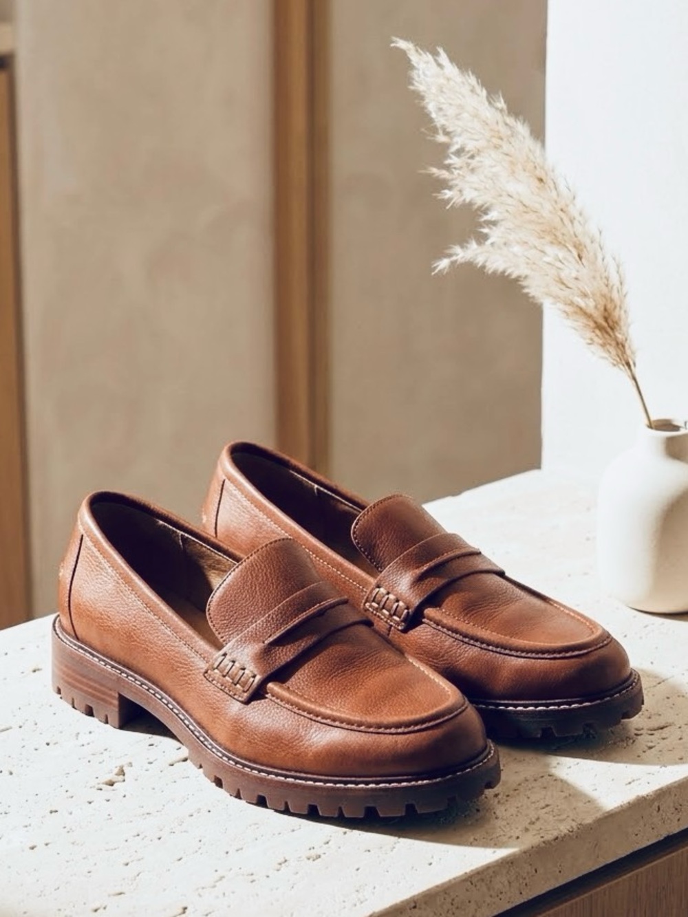Madewell The Corinne Lugsole Loafer Brown Leather Penny Slip On Shoes 9